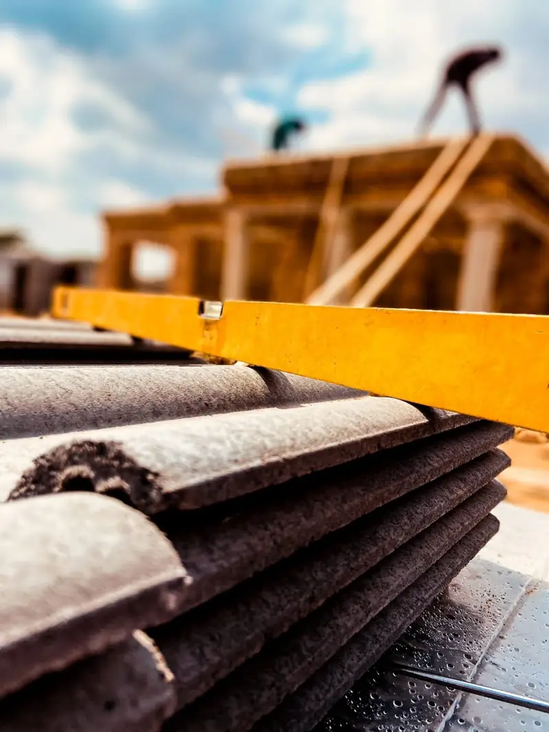 Roof tiles stacked and ready